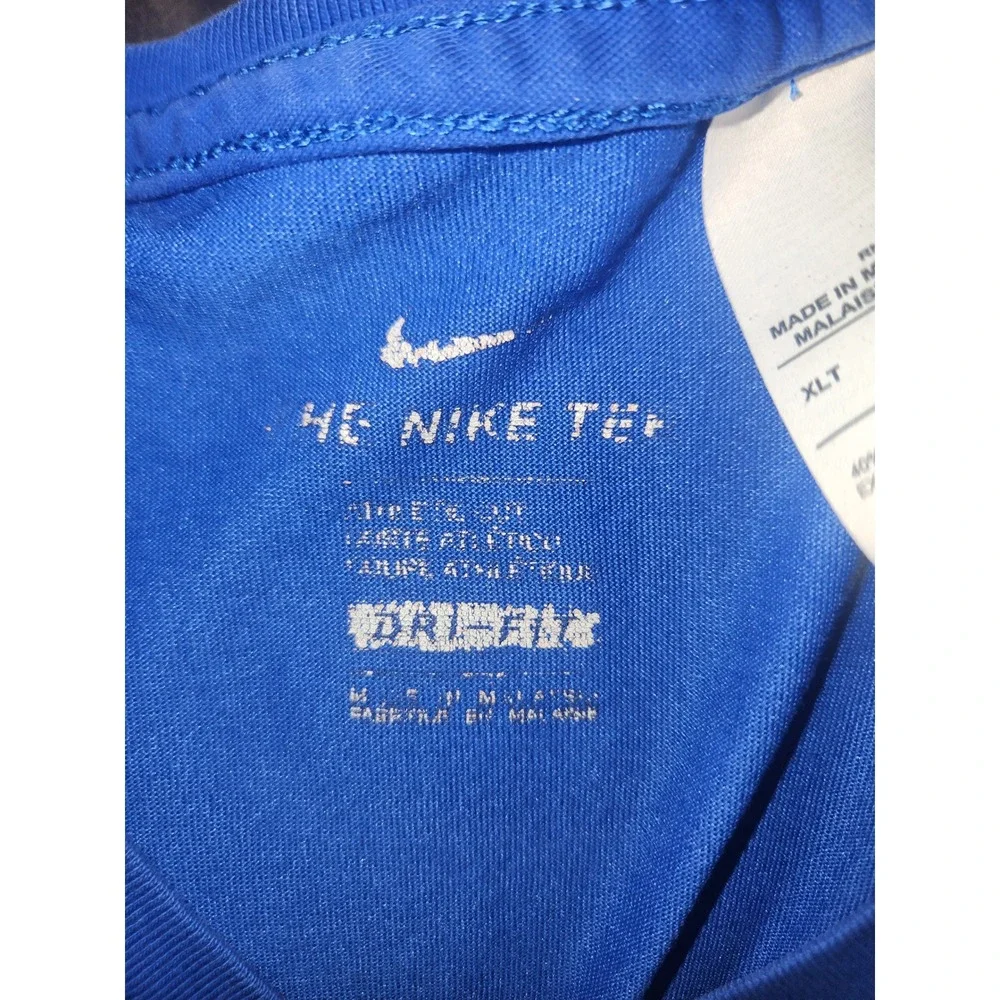 Nike Dri-FIT Mens T-Shirt Royal‎ Blue Silver Swoosh Logo Athletic Tee Size XLT